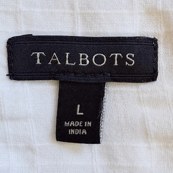 Talbots White Cotton Lightweight Button Down Blouse Top Minimalist Large - Picture 2 of 5